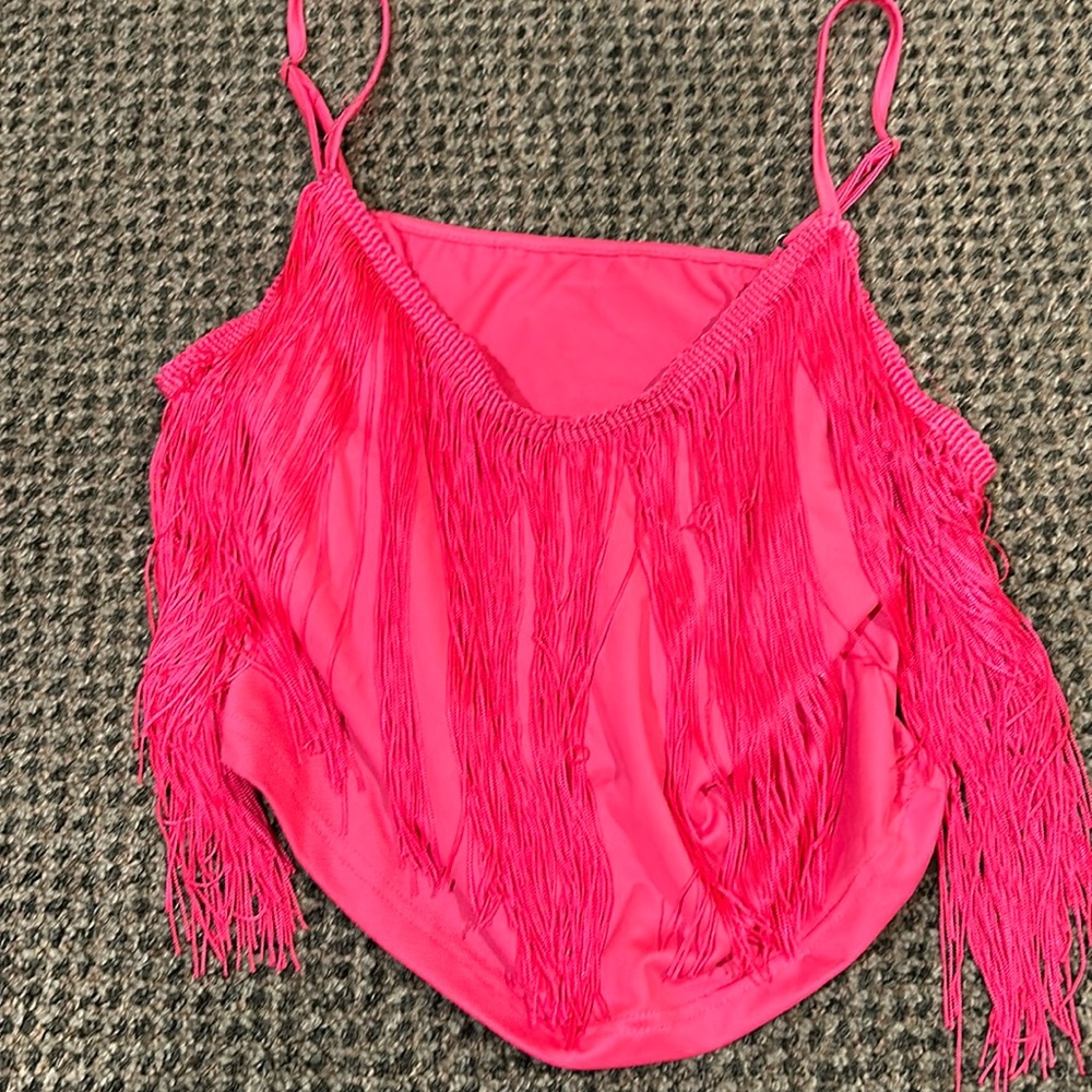 Hot Barbie pink fringe tank